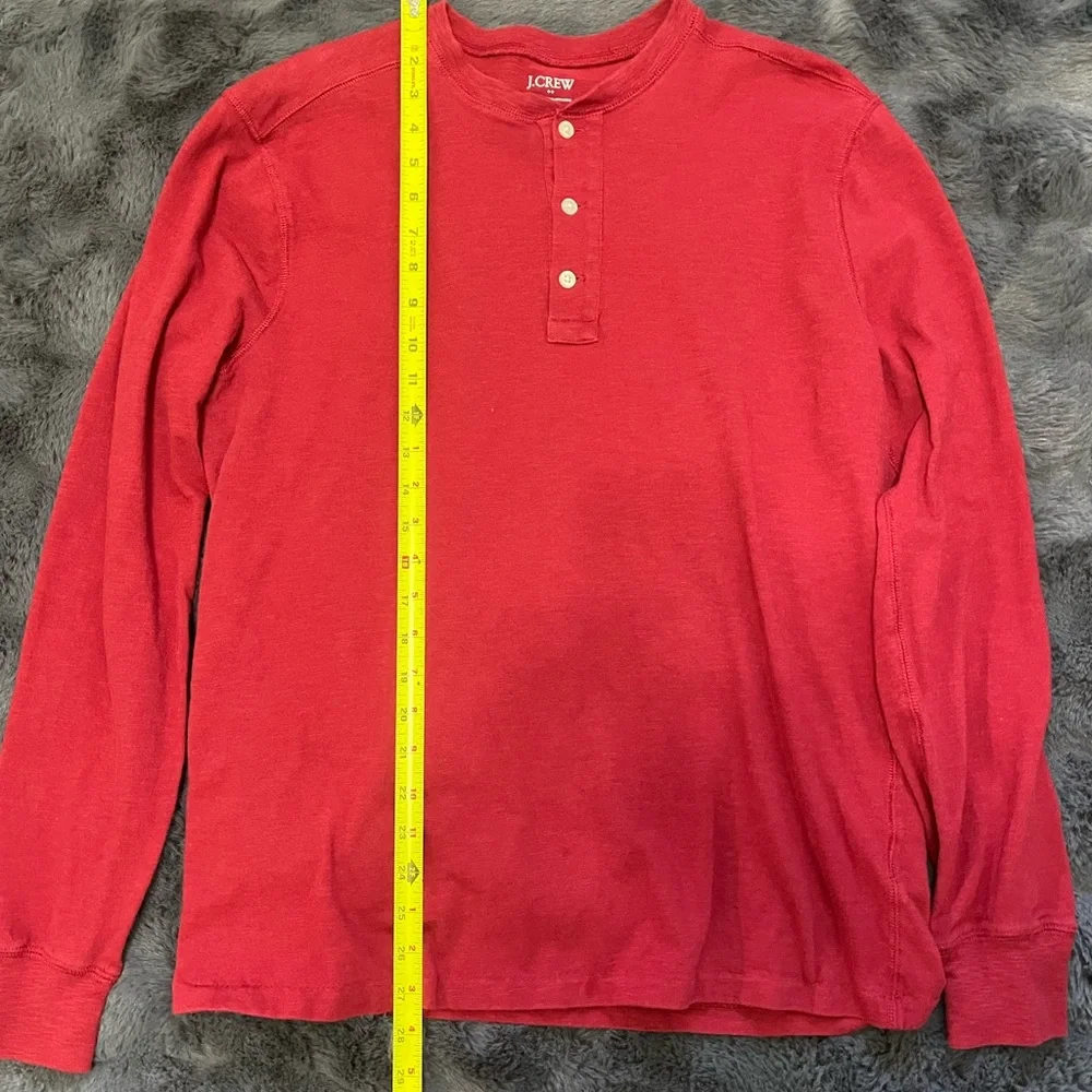 J. Crew Men's Deep Red Long-Sleeve Henley 100% cotton size Large